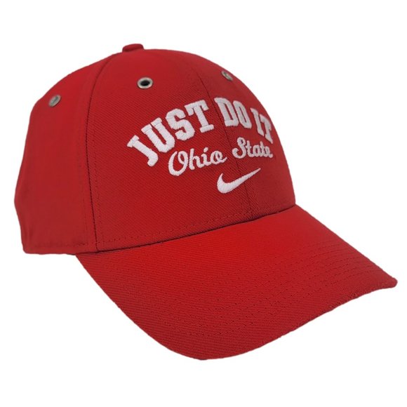 OSU Ohio State Buckeyes Hat NIKE Fitted Baseball Cap Size M / L Red Just Do It - Picture 2 of 7